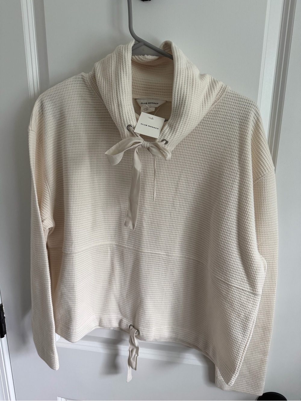 Club Monaco Cream Waffle-Knit Funnelneck Sweater